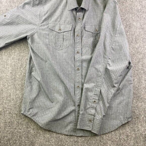 PrAna Mens Button Up Long Sleeve Nylon Poly Blend Blue Gray Size Medium - Picture 1 of 6